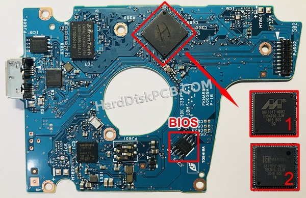 Schritte zum Ersetzen des BIOS-Chips auf G0039A Toshiba festplatte platine